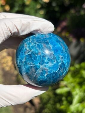 Flashy Blue Apatite Crystal Sphere